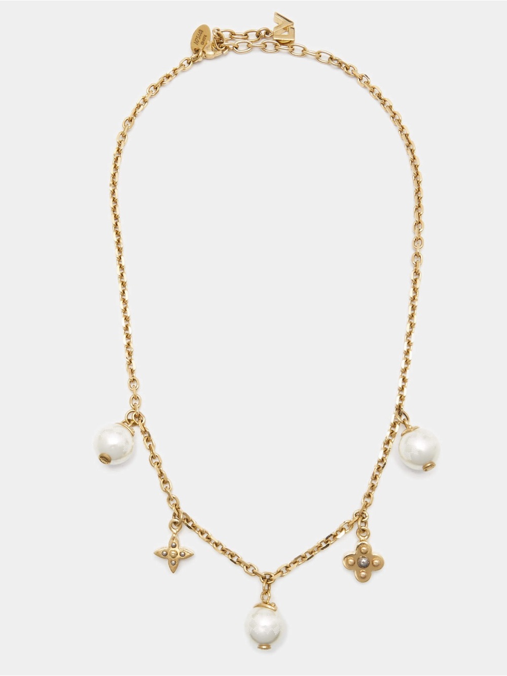Louis Vuitton Louis Vuitton Faux Pearl Two Tone Necklace
